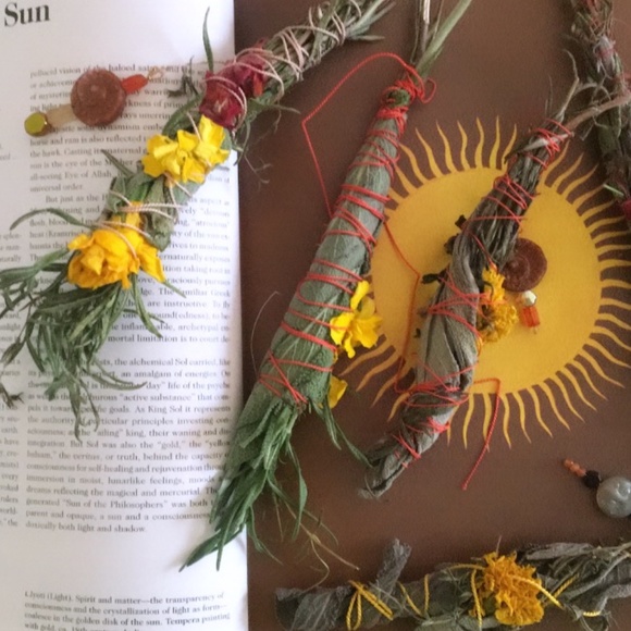 “Reclaiming my thyme” wand with rosemary, marigold, and sage- handmade sun wand - Picture 2 of 2